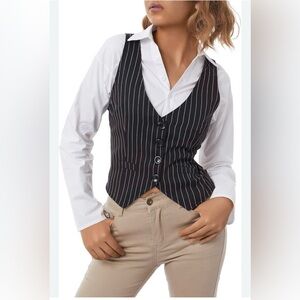 Forever 21 Black and White Striped Vest Top Run Small XS